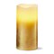 Shimmery Gold LED Flameless Pillar Candle 3x6 Perfect for Everyday Use Wipe Clean 6in H x 3in L x 3in W